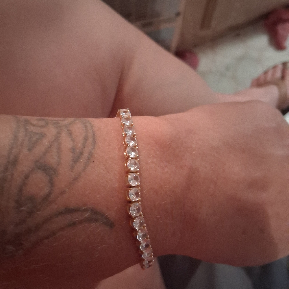 Elegant Gold and Silver Tennis Bracelet